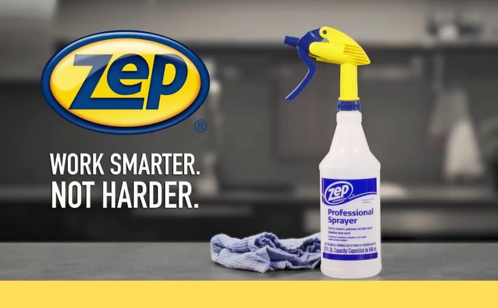 Zep Professional Sprayer Bottle - 32 oz (Case of 12) - HDPRO1 - Versatile Adjustable Nozzle Spray Bottles with a Fine Mist or Powerful Spray, Refillable for Diluted Concentrate