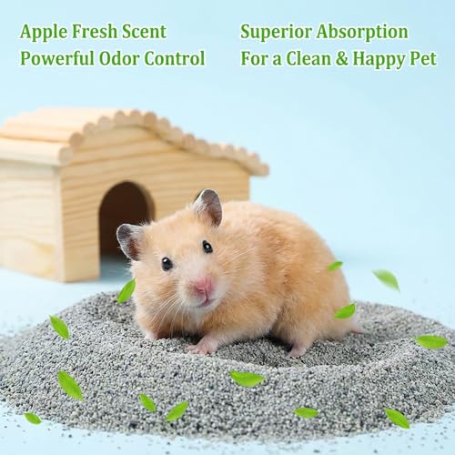 Sukh Hamster Desert Sand - Coarse Bedding Sand, Hamster Hides & Cleaning | Dust Free Sand Bath for Hamster, Guinea Pig, Chinchilla, Syrian Mice, Small Pet Cage Bedding Accessories,14oz apple scent - color: Grey