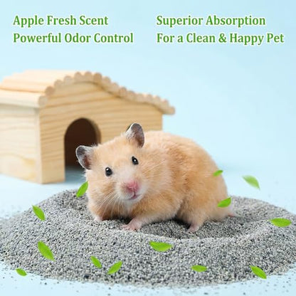 Sukh Hamster Desert Sand - Coarse Bedding Sand, Hamster Hides & Cleaning | Dust Free Sand Bath for Hamster, Guinea Pig, Chinchilla, Syrian Mice, Small Pet Cage Bedding Accessories,14oz apple scent - color: Grey