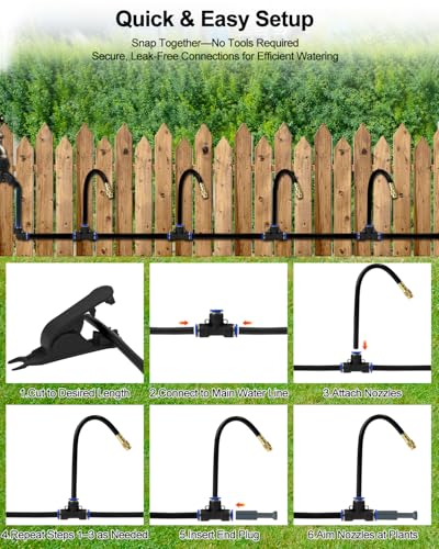 Drip Irrigation System 200FT 5/16", 2026-Upgrade Garden Sprinkler Kit with 32PCS 360° Adjustable Copper Nozzles, Automatic Misting Watering System for Raised Beds, Greenhouse, Lawn, Patio, Yard - size: 200FT