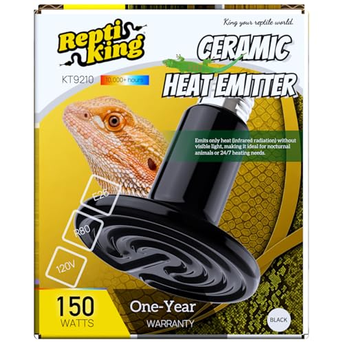 Reptile Heat Lamp, 150W Ceramic Heat Emitter for Bearded Dragon, Snake, Turtle, Ball Python & Chicken Coop, 24/7 Safe Heat Source, Durable Heat Light Bulb Reptile Tank Accessories