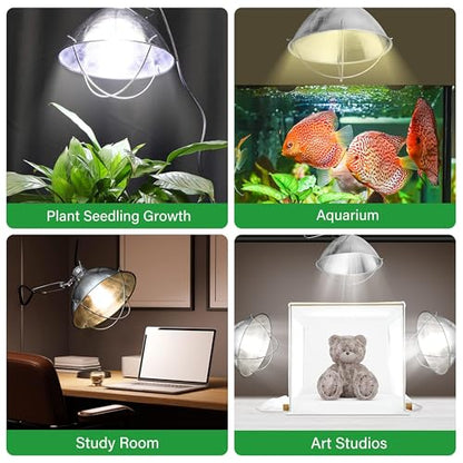 Simple Deluxe Clamp Lamp Light Socket with 10.5 Inch Aluminum Reflector and Ceramic Base, 250-Watt E26 Socket (no Bulb Included) 6 Feet 18/2 SJT Cord, 1-Pack - size: 10.5 Inch (250 Watts), style: 1-Pack