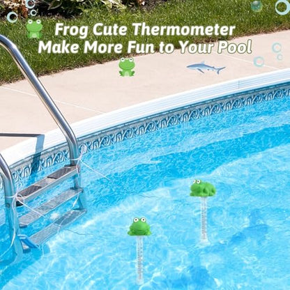 Floating Pool Thermometer, Large Display with String Easy to Read, Shatter Resistant, Water Temperature Thermometer for Outdoor & Indoor Swimming Pools, Spas, Hot Tubs,Ice Bath & Aquariums (Frog) - color: Green
