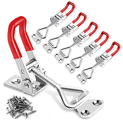 Vicuna R 6 Pack Toggle Latch Clamp 4001, Adjustable Toggle Clamp Latch | 330Lbs Holding Capacity, Quick Release Hasp Clamps, Heavy Duty Pull Latches for Lid Jig, Tool Box Case, Smoker, 24PCS Screws - style: 4001-6PK