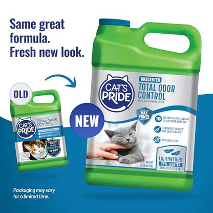 Cat's Pride Total Odor Control, Max Power, Clumping Litter Unscented 15lb - size: 15 Pound, style: Total Odor Control Unscented