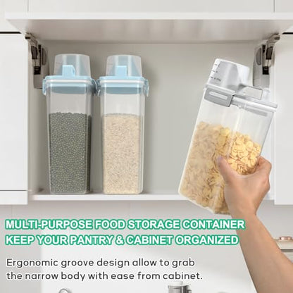 TBMax Rice Storage container 4 Lbs, Small Rice Dispenser with Measuring Cup, Grey Cereal Containers Flour Bin, Kitchen Food Storage Container and Pantry Organizers, Pet Dog Cat Food Dispenser - color: Light grey