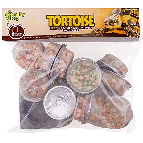 Healthy Herp Tortoise Food Instant Meal for Reptiles - Nutritious Turtle Food, Tortoise Habitat Accessories - Made in USA - for Box Turtles, Lizards, Tortoises - Variety Pack (14 Cups & 1 Dish) - size: 0.4 Ounce (Pack of 7), style: 14-Pack Cups