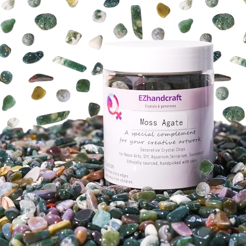 Moss Agate Chips Bulk 1lb, 1200+ Pieces, 5-8mm Natural Gemstones - color: Moss Agate, size: 1LB