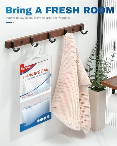 Vacplus Moisture Absorber, 20Pack Hanging, Strong Absorption, Unscented | Closet, Enclosed Spaces, Bathroom, Odor Eliminator, Dehumidifier Bags, 9.8 OZ - size: 20 pack