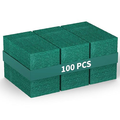 100-Pack Heavy Duty Green Scouring Pads 4x6 Inch | Reusable Non-Scratch Scrub Pads for Kitchen, Dishes, Pots, Pans, Grills & Household Cleaning | Multipurpose Scrubbers for Tough Stains - size: 3 X 4 100 Pack
