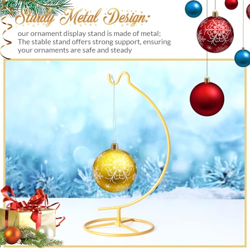 Ornament Display Stand Metal Hanger Christmas Home Office,Gold | Ornament Holder for Glass Ball Air Plant Terrarium, Round Base Stand, Wedding Centerpiece Display, 10.43 Inch Height - color: Gold