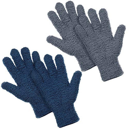 Patelai 2 Pairs Microfiber Gloves for plants Dusting Cleaning Glove Mittens House Cars Blinds Dusting(Gray, Dark Blue,Large) - color: Gray, Dark Blue, size: Large (2 Pairs)