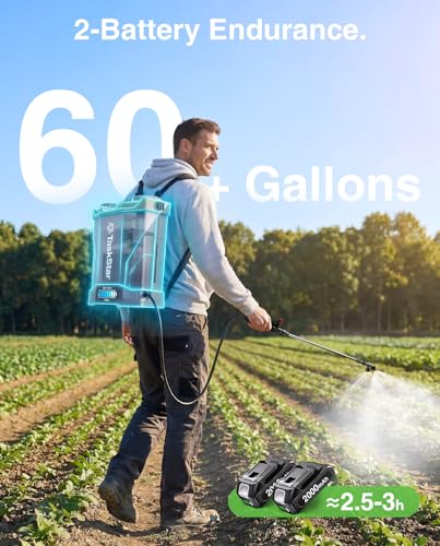 Taskstar Battery Powered Backpack Sprayer 4.2 Gallon for Lawn & Yard | 2X2000mAh Batteries, 0-100 PSI Adjustable Pressure, 32 Inch Telescopic Wand, 6 Nozzles for Garden, Farm & Tree - color: Green