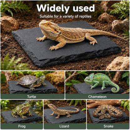 Turtle Basking Platform, Slate Rock for Reptiles | 4×4inch Square Tortoise Basking Platform for Bathing Resting Feeding Habitat Accessories