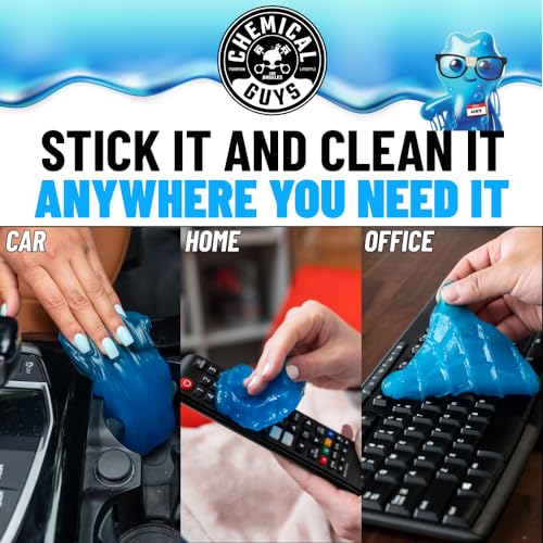 Chemical Guys, Sticky Icky Car Cleaning Gel, Green Apple, 4 Pk | Reusable car interior gel presses into vents, consoles and cup holders to lift dust and crumbs, fresh green apple scent - size: 3.5 Ounce (Pack of 4), style: Green Apple