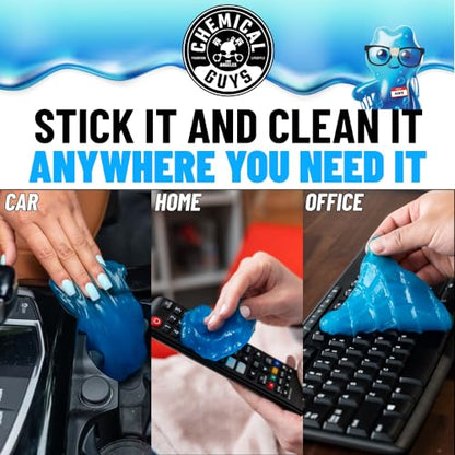 Chemical Guys, Sticky Icky Car Cleaning Gel, Green Apple, 4 Pk | Reusable car interior gel presses into vents, consoles and cup holders to lift dust and crumbs, fresh green apple scent - size: 3.5 Ounce (Pack of 4), style: Green Apple