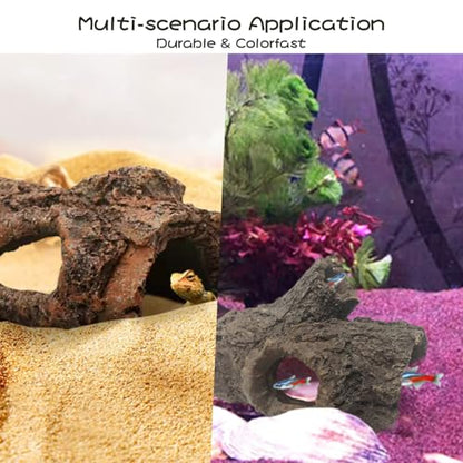 Tfwadmx Leopard Gecko Hide, 7" Reptile Hideout, Resin Simulated Hollow Log for Aquarium, Betta Fish Hideout, Reptile Tank Accessories for Corn Snakes, Young Lizards, Hermit Crabs, Frogs