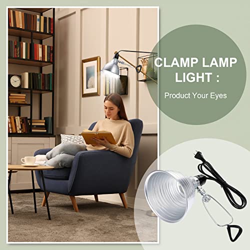 Macarrie 8 Pack Clamp Lamp Light with Aluminum Reflector, 6ft SPT-2 18awg Cord and Adjustable Stand Fixture, up to 150 Watt, E26 Socket, No Bulb(5.5 Inch) - size: 5.5 Inch