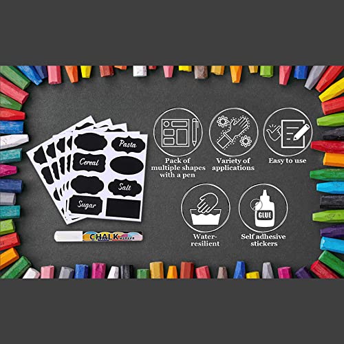 96 Pack Chalk Label, for Marking Kids, Dog, Cat, Ferret Treats, Bottles & Kitchen Food Containers, Includes Writing Pen