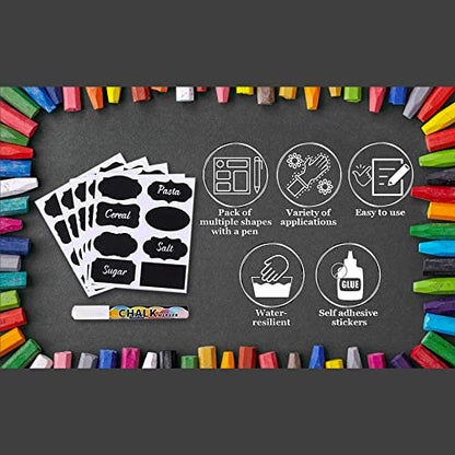 96 Pack Chalk Label, for Marking Kids, Dog, Cat, Ferret Treats, Bottles & Kitchen Food Containers, Includes Writing Pen