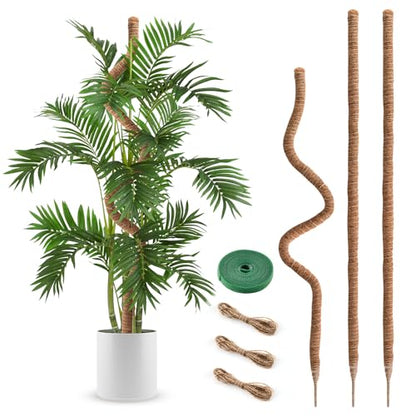 3 Pack Moss Pole 63 Inch Monstera Plant Sticks Support Tall Long Stakes | Climbing Indoor Large Bendable Handmade DIY Shape Grow Upwards - color: 3 Pack
