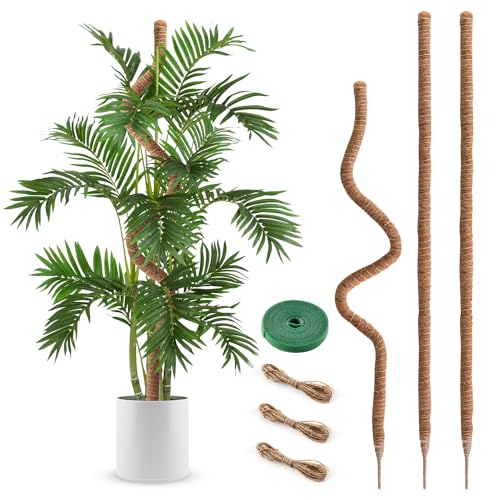 3 Pack Moss Pole 63 Inch Monstera Plant Sticks Support Tall Long Stakes | Climbing Indoor Large Bendable Handmade DIY Shape Grow Upwards - color: 3 Pack