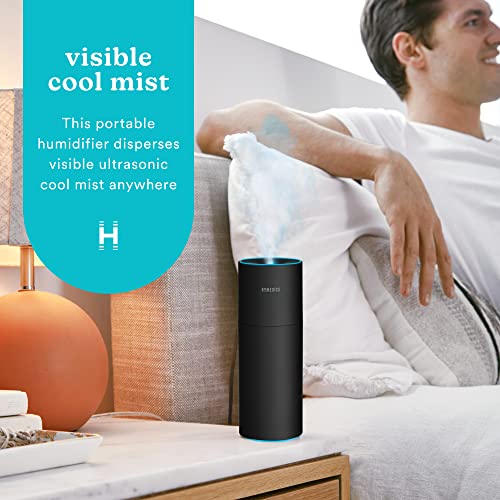 Homedics Portable Humidifier - Small Air Humidifiers, Matte Black | for Bedroom, Plants, Office, Travel - Cool Mist Humidifiers, Color-Changing Accent Light, 2 Mist Settings - color: Black