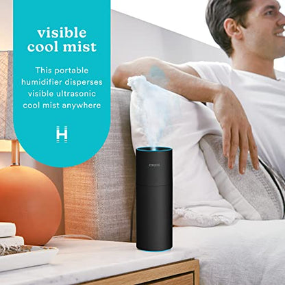 Homedics Portable Humidifier - Small Air Humidifiers, Matte Black | for Bedroom, Plants, Office, Travel - Cool Mist Humidifiers, Color-Changing Accent Light, 2 Mist Settings - color: Black