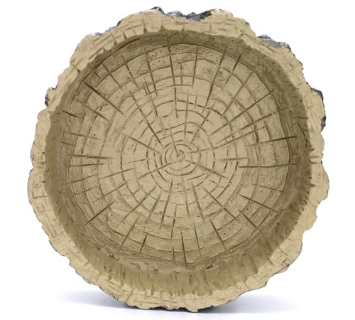 Tree Trunk Feeding Dish Bowl,Reptile Water Dish Food Bowl, Amphibians Tree Trunk Water/Food Bowl, Premium Resin Reptile Feeding Terrarium Bowls for Bearded Dragon Lizard Gecko - color: Brown
