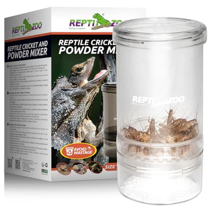 REPTI ZOO Reptile Cricket Calcium Powder Mixer, Transparent Cricket Keeper Shaker for Bearded Dragon Gecko Snake Lizard Chameleon, Dispenser Feeder for Reptile & Amphibians(Clear)