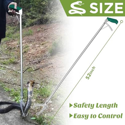 HOMEYA 52" Snake Tongs Grabber, Heavy Duty Snake Catcher Wide Jaw Handling Tool, Rattle Snake Catcher, Extra Long Snake Tongs, Snake Catcher with Lock&Non-Slip Grip Handle, Snake Tong Reptile Grabber - size: 52 Inch