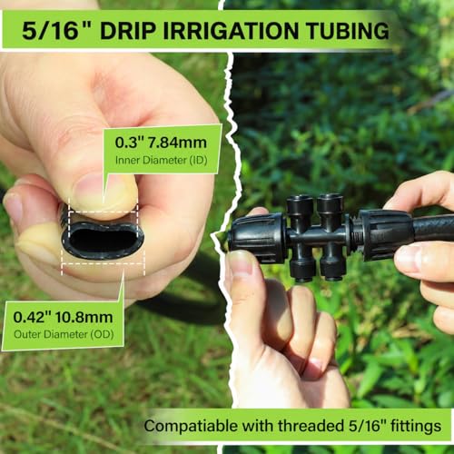 50FT 5/16 Inch Mainline Tubing with 6-Way Couplers, 4-Pack | Compact Mainline Kit for DIY Irrigation. Four Push-to-Connect 6-Way Couplers Help Create Branches in Raised Beds and Gardens. - size: 50FT - 5/16" Tubing