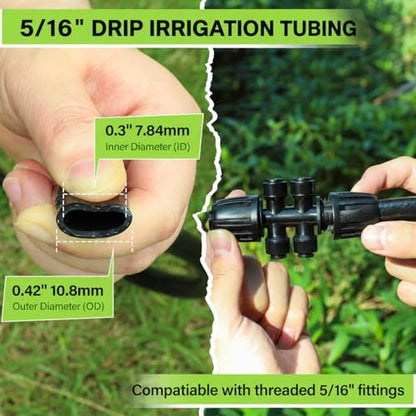 50FT 5/16 Inch Mainline Tubing with 6-Way Couplers, 4-Pack | Compact Mainline Kit for DIY Irrigation. Four Push-to-Connect 6-Way Couplers Help Create Branches in Raised Beds and Gardens. - size: 50FT - 5/16" Tubing