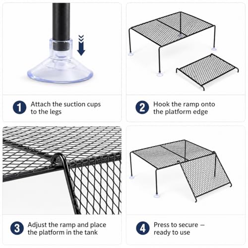 Turtle Basking Platform,Turtle Tank Accessories,Large Standing Dock for Aquatic Turtles Habitat Aquarium Tortoise Ramp Stand Topper Area Ramps Elevated Climbing Reptiles Resting Steel Overpass