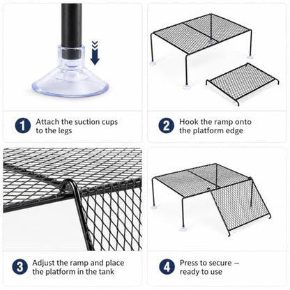 Turtle Basking Platform,Turtle Tank Accessories,Large Standing Dock for Aquatic Turtles Habitat Aquarium Tortoise Ramp Stand Topper Area Ramps Elevated Climbing Reptiles Resting Steel Overpass
