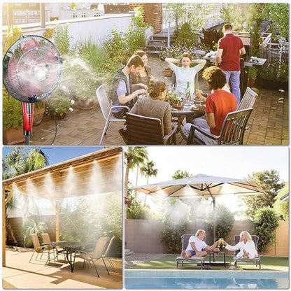 Fan Misting Kit for Outside Patio 35FT, Outdoor Fan Misters Cooling System. | Double-Loop Water Mist for Backyard, Porch, Umbrella,Deck,Canopy,Pergola,Pool. Yard BBQ Accessories, Party Supplies - size: 33FT