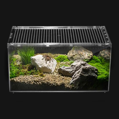 Reptile PC Tank,Escape Proof Magnetic Lid Tarantula Enclosure Small | Easy Clean Seamless Base Hermit Crab Habitat,Stackable Isopod Terrarium,Cross Ventilation Spider Starter Cage,Frog Container - size: S(7.8x5.9x3.9 IN)