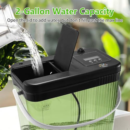 Reptile Misting System - 2-Gallon Large Water Tank, 3 Adjustable 360° Nozzles, Touch-Controlled Light, for Chameleons, Snakes, Lizards and More