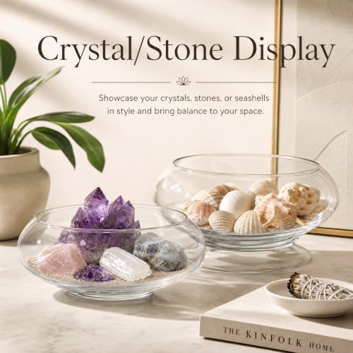 2 Pack Glass Vase Bowl, 6"/ 8" Wide Mouth Flower Vase Round Terrarium, Glass Hydroponic Planter Floral Container Clear Fish Bowl for Table Centerpiece, Wedding Event, Home Decoration
