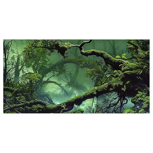 Foggy Forest Terrarium BackgroundStone Green Tree Tropical Reptile Habitat Rainforest Aquarium Background, Polyester Background 6 EVA Double-Sided Tapes 48x24 inches/120x60 - color: Forest, size: 48"L x 24"W