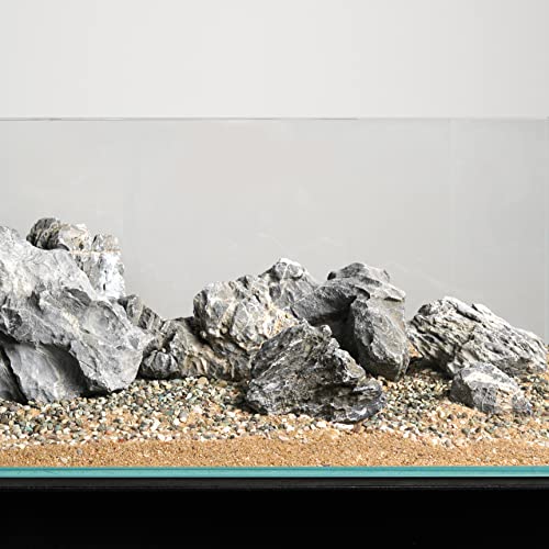 Seiryu Stone Natural Aquascaping Rock 36lb Planted Aquarium Iwagumi | Bluish veined texture; iwagumi and aquascape - size: 07 Seiryu Stones(3-11inch,36lbs)