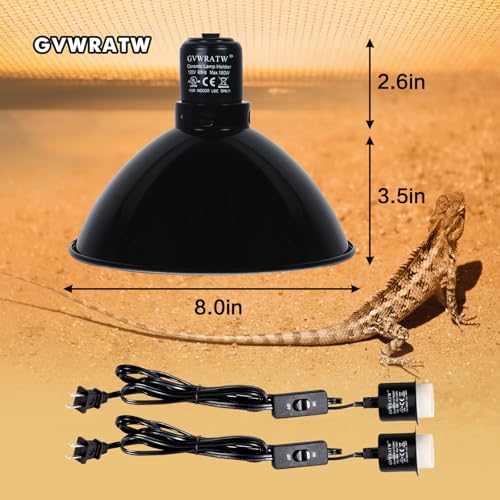 8.5-inch Standard Lamp Dome for Reptile Heating Lamps, Ceramic Heat Emitters, Max 200W for Bearded Dragons, Turtles, Snakes and Lizards, E26 Base