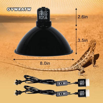 8.5-inch Standard Lamp Dome for Reptile Heating Lamps, Ceramic Heat Emitters, Max 200W for Bearded Dragons, Turtles, Snakes and Lizards, E26 Base