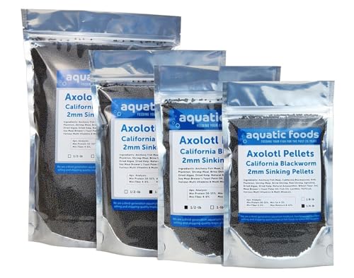 Axolotl Blackworm Pellets. 2mm-1/16 Sinking California Blackworm Small Pellets for Small Axolotl, Frogs, Shrimp, Salamanders, Newts, Snails…1-lb Pouch Bag - size: 1 Pound (Pack of 1)
