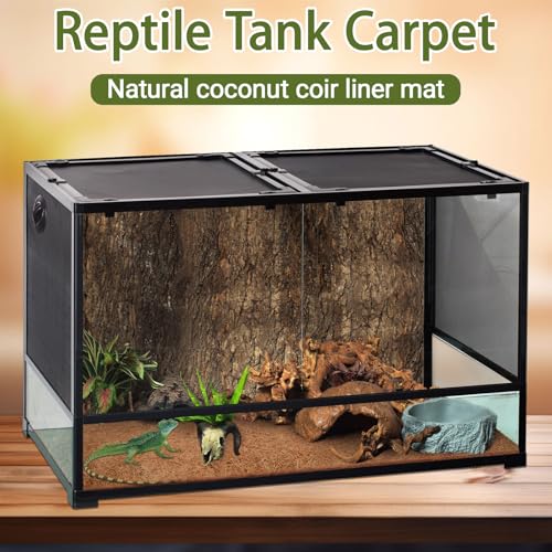 10 Pcs Reptile Carpet 12x12 Inch Coconut Fiber Mat for Tank Bedding | Natural Coconut Fiber Reptile Carpet Liner Flooring, Absorbent & Reusable For Bearded Dragons, Tortoises, Lizards & Geckos - size: 10 Pcs (12X12in)