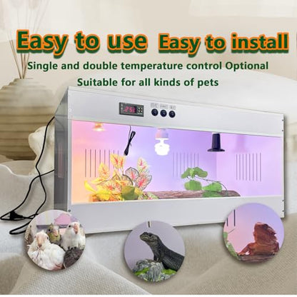 100x50x50cm Smart Dual-Temp Reptile Enclosure, Acrylic Sliding Door, 5 Ceramic Sockets – Versatile Vivarium Tank for Tarantula, Isopod, Lizard, Turtle, Tortoise Habitat & Bug Container - size: 100*50*50CM /39. *19.6*19.6 IN