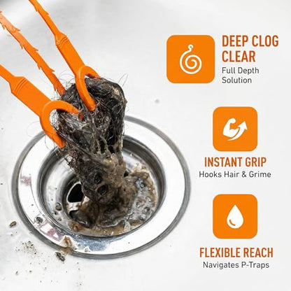 3 PCS Drain Snake Hair Catcher Clog Remover Tool, Shower Snake Hook Sink Unclogger Tool Hair Remover, Drain Clog Remover Cleaning Tools Plumbing Snake for Sewer