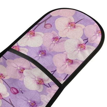Dual-functionality Mitts and Pot Holders Sets High Heat Resistant Pot Holder Gloves Kitchen Aid BBQ (Pattern Orchids Elegant) - color: Pattern Orchids Elegant