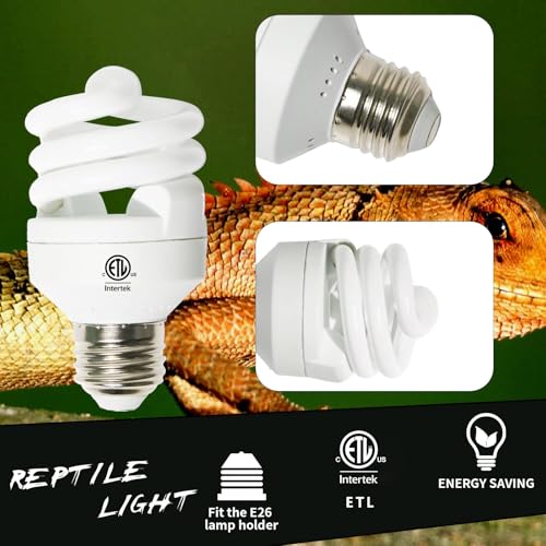 LUCKY HERP Mini UVA UVB Reptile Light 10.0 9W, UVB Bulb for All Desert Dwelling Reptiles, Compact Fluorescent Reptile UVB Bulb for Turtle, Bearded Dragon, Lizard, Gecko etc. - style: UVB10.0 9W