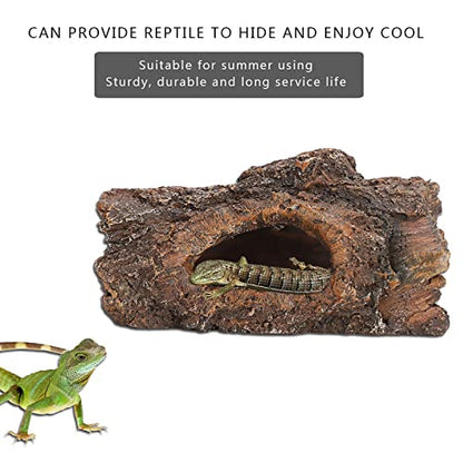 GOWENIC Simulation Resin Tree Bark Hide Cave for Reptile Amphibian, Natural Moss Reptile Hide Cave, Landscape Decor for Scorpion Lizard, Small Animal Terrarium